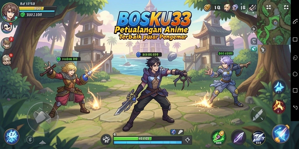 Tampilan gameplay seru dari BOSKU33 dengan karakter Anime yang menarik.