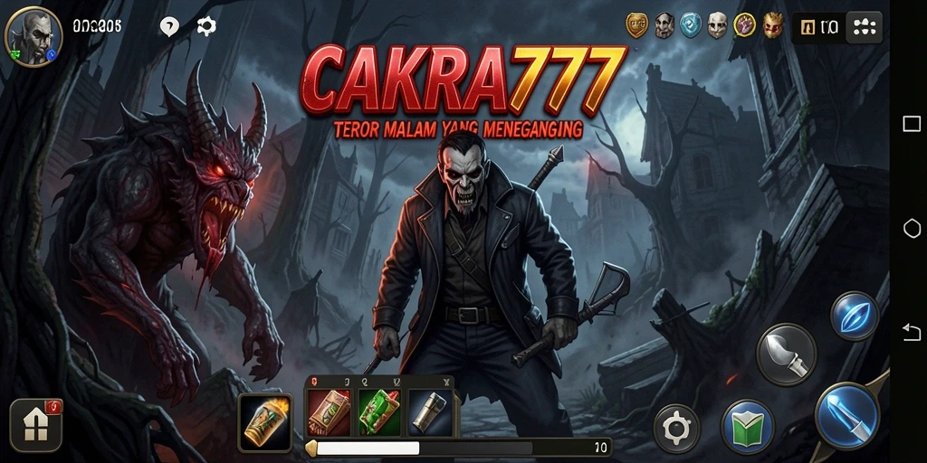 Tampilan mencekam dalam gameplay CAKRA777 dengan suasana horor yang intens.