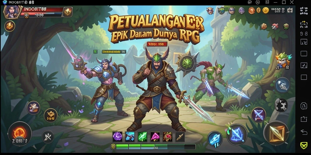 Screenshot INDOBIT88 menunjukkan battle epic dalam dunia RPG yang menantang.