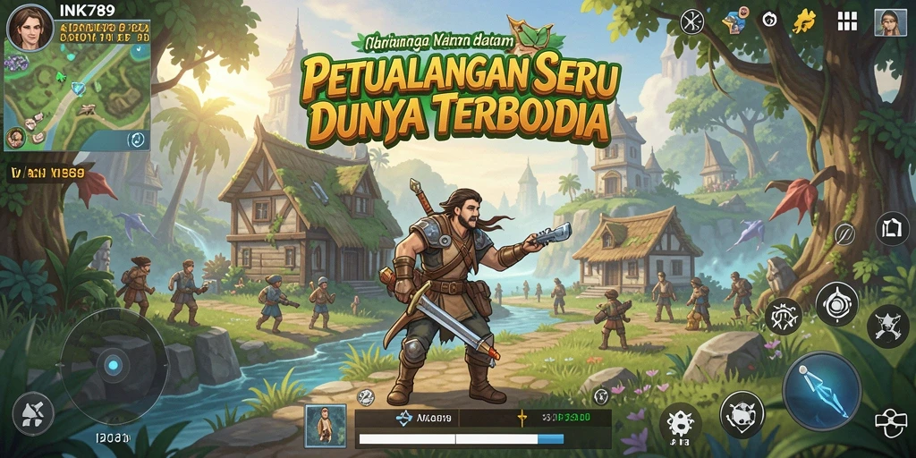 Tampilan gameplay INK789 dengan petualangan dalam dunia terbuka.