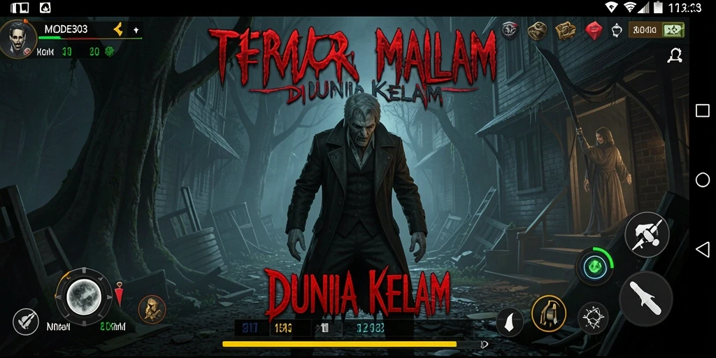 Tangkapan layar gameplay menampilkan momen menegangkan di dalam kegelapan.