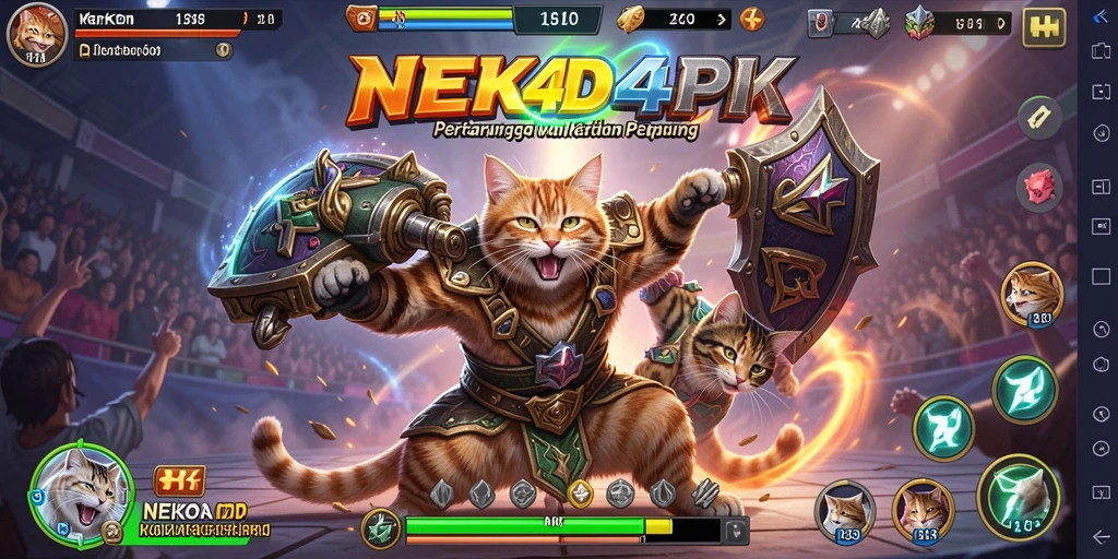 Gameplay seru dengan karakter kucing yang bertarung.