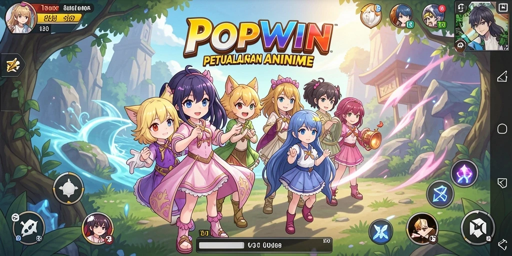 Tangkapan layar dari gameplay seru POPWIN dengan karakter anime.