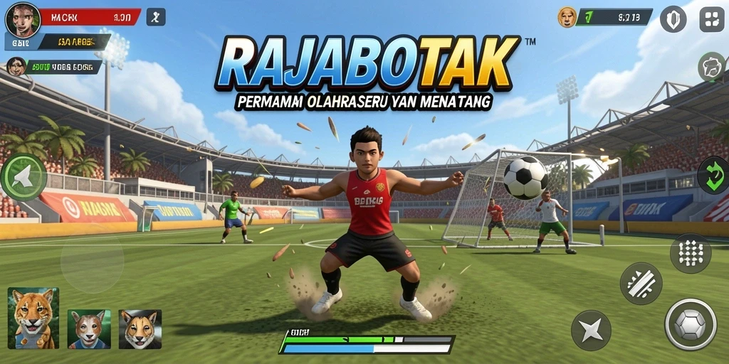 Tampilan gameplay menarik dari RAJABOTAK yang penuh aksi olahraga.