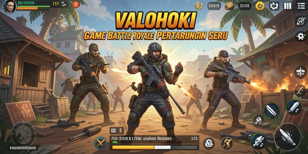Screenshot utama VALOHOKI menampilkan pertarungan seru dalam arena Battle Royale.